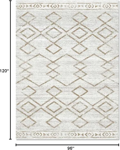 Miniatura 323 de jinchan - Tapete lavable de 5 x 7 pies, marroquí, de lana sintética, color gris pardo, resiste manchas, antideslizante, fino, moderno, geométrico