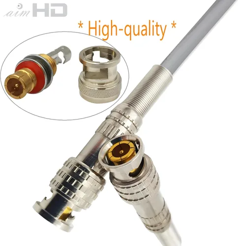 Miniatura 3 de Paquete de 10 conectores macho BNC RG59 RG6 atornillados terminales coaxiales chapados en oro para cámaras de vigilancia de seguridad CCTV, cables