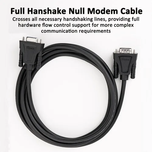 Miniatura 5 de DTech DB9 RS232 - Cable serie macho a hembra, cable de módem nulo, cruce de 7 cables para comunicación de datos (1.5 pies, negro)