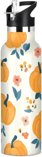 Miniatura 9 de Insulated Water Bottle with Straw Colorful Flowers Double Wall Vacuum Insulated Lightweight for Sport Gym Outdoor Travel School