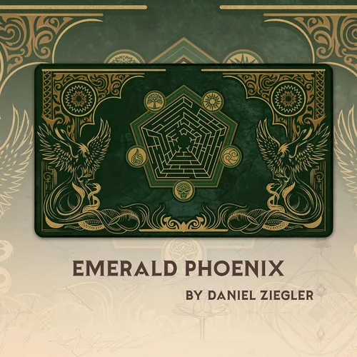 Miniatura 3 de Emerald Phoenix (cosida) – Tapete MTG – Compatible con Magic The Gathering Playmat – Play MTG, YuGiOh, TCG – Diseños artísticos y accesorios