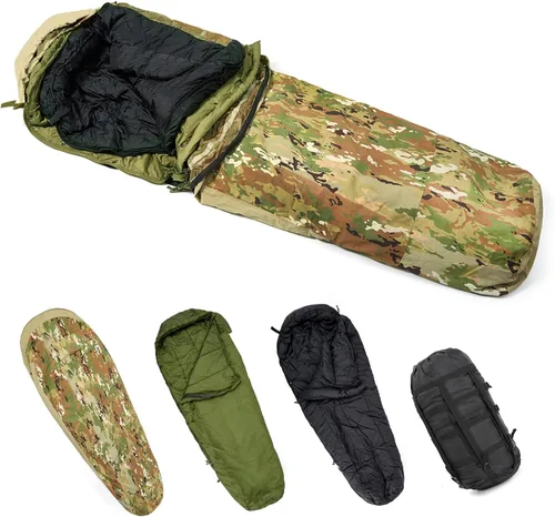 Miniatura 14 de MT Sistema de sacos de dormir modulares militares del ejército, múltiples capas con cubierta Bivy para todas las estaciones, bosque/multicámara