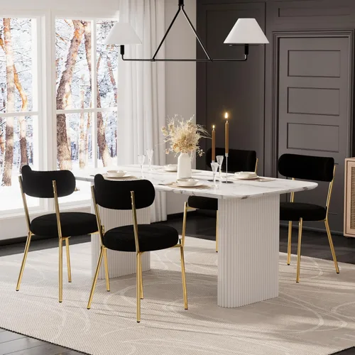 Miniatura 25 de RGZ Juego de mesa de comedor oval moderna de 71", juego de mesa y sillas de 7 piezas para 6, juego de mesa de cocina de mármol sintético y 6 sillas