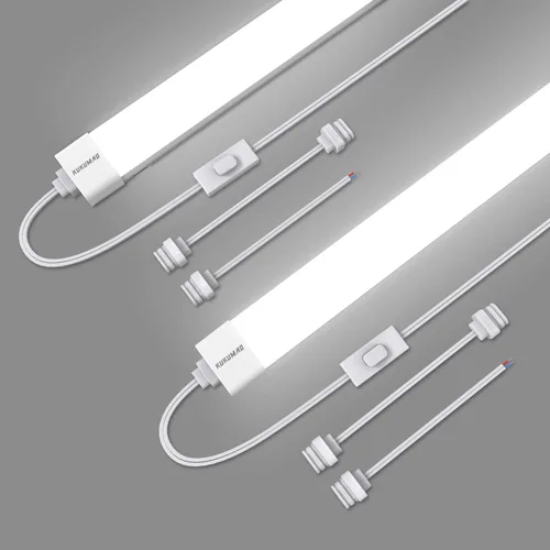 Miniatura 7 de KUKUMAO Luminaria de Tubo LED Enchufable de 5000K, Luz de Gabinete Enlazable de 18W para Garaje, Cocina, Baño, Closet, Oficina - 2 Pies, A Prueba