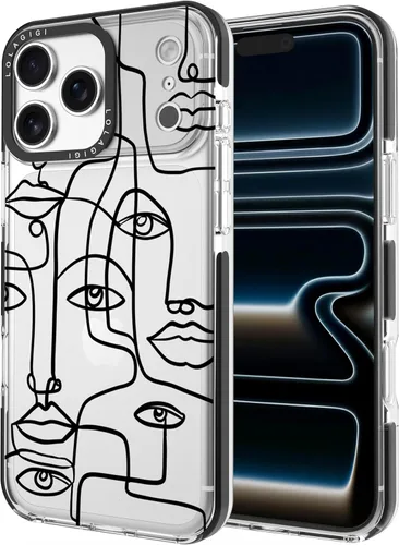 Miniatura 37 de Funda para iPhone 13, lindo diseño artístico de líneas faciales, diseño kawaii femenino estético patrón de dibujos animados para mujeres, niñas