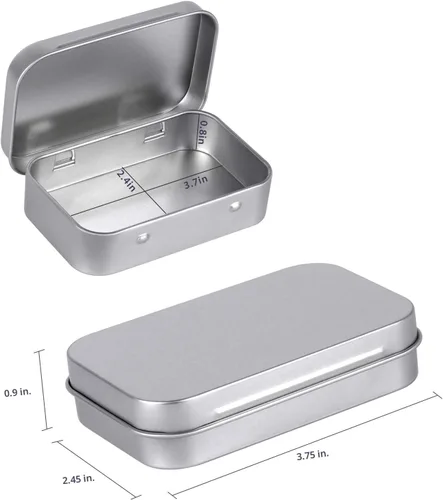 Miniatura 2 de Tamicy Latas rectangulares de metal con bisagras vacías – Paquete de 40 mini cajas portátiles plateadas, kit de almacenamiento pequeño y organizador