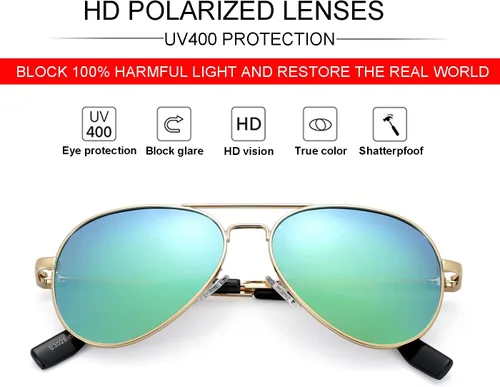 Miniatura 43 de Gafas de sol polarizadas de aviador pequeñas para niñas y niños de 4 a 16 años