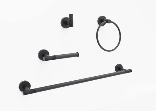 Miniatura 9 de Marmolux Acc - Juego de accesorios de baño de 3 piezas con soporte para papel higiénico negro mate, anillo para toallas y gancho para toallas