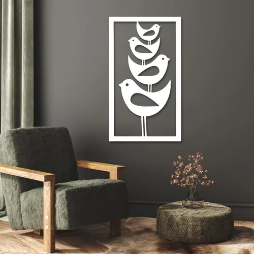 Miniatura 4 de Arte de pared de metal, decoración de pared de pájaros de metal, pájaros apilados modernos de mediados de siglo, arte de pared de pájaros de metal
