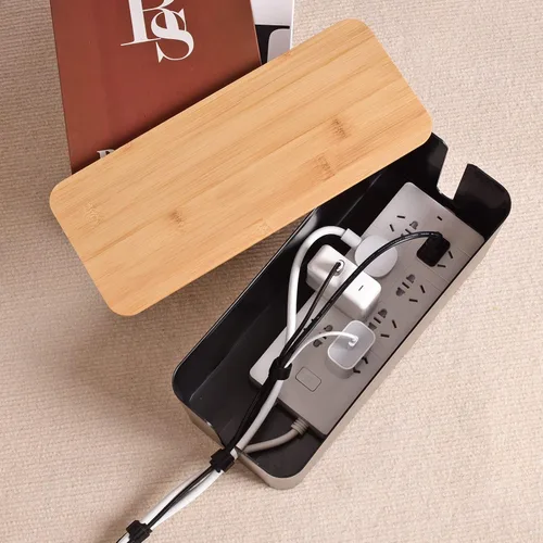 Miniatura 3 de Caja organizadora de cables – Caja organizadora de cables de estilo madera para ocultar cables y tiras de alimentación Caja organizadora de cables