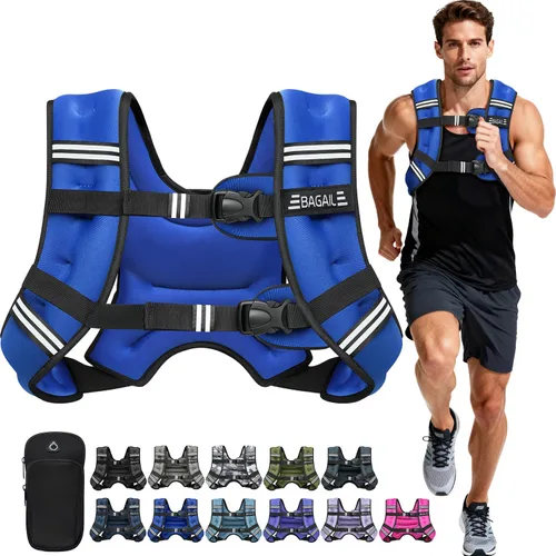 Miniatura 22 de BAGAIL Chaleco con peso de 5, 8, 10, 12, 15, 20, 25, 30 lbs, para caminar y perder peso, reflectante, con bolsa para teléfono, para mujeres y Negro