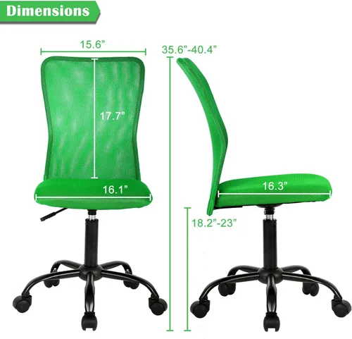 Miniatura 2 de Juego de 2 sillas ergonómicas, bonitas sillas de escritorio de oficina ajustables sin brazos con respaldo de malla y asiento grueso suave, cómoda