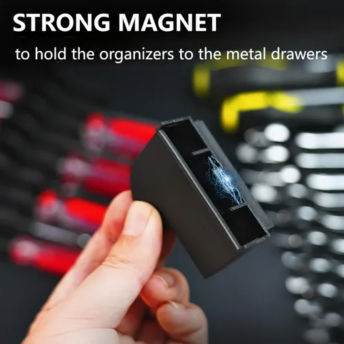 Miniatura 4 de DEHOYI Organizador magnético modular de 24 piezas para destornilladores y llaves y organizador para cajón de herramientas y caja de herramientas.