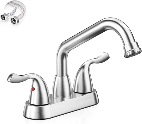 Phiestina BF25-7-BN - Fregadero utilitario de níquel cepillado, grifo de lavandería de 4 pulgadas, 2 o 3 agujeros, giratorio giratorio de 360 ° con