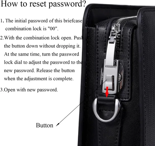 Miniatura 5 de Maletines de cuero genuino para hombres bolsa de ordenador portátil con cerradura 14 pulgadas Business Messenger Bag