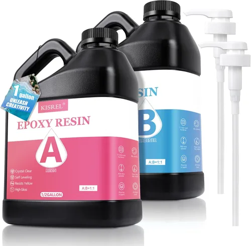 KISREL Resina epoxi de 1 galón – Kit de resina epoxi transparente, sin amarillamiento, sin burbujas, resina de fundición de resina para