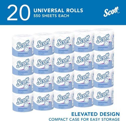 Miniatura 2 de Kimberly-Clark Scott Papel higiénico, rollo estándar de dos capas, Blanco, 11000
