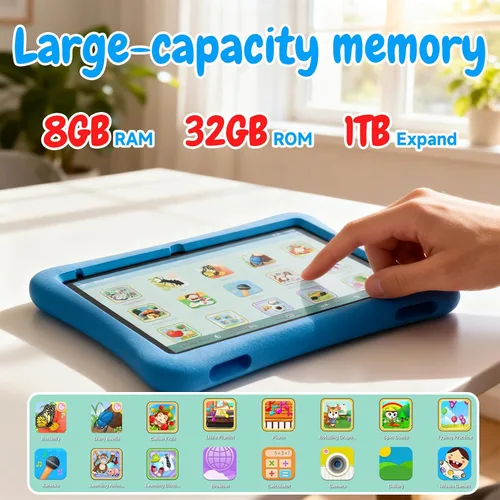 Miniatura 3 de ZZB Tablet Android 15 de 10 pulgadas para niños con funda, 8 GB (3+5 extendidos) RAM + 32 GB de almacenamiento (soporta 1 TB Micro SD), batería