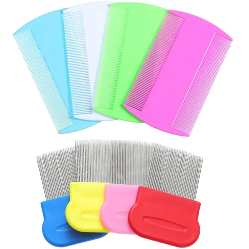 Maitys 8 peines para piojos de pulgas de doble cara para piojos, liendres y eliminación de caspa, peine de plástico y metal, peine para piojos para