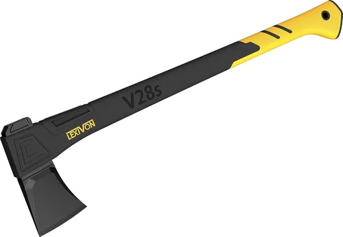LEXIVON V28s - Hacha de división de 28 pulgadas, mango compuesto de fibra de vidrio ligero y agarre ergonómico TPR | Funda protectora de transporte