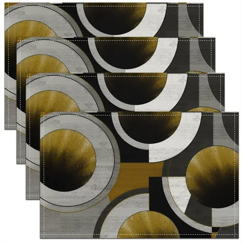 Miniatura 47 de Modern Circles - Juego de 4 manteles individuales de 12 x 18 pulgadas, patrón geométrico abstracto, decorativo, para niños, adolescentes y adultos