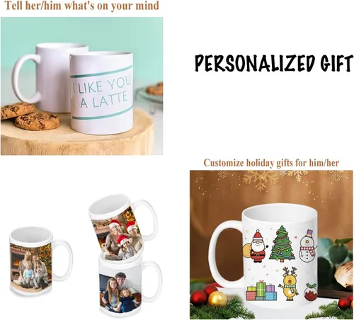 Miniatura 5 de Tazas de sublimación, tazas de café blancas de 11 onzas, tazas de café de sublimación con revestimiento AAA de cerámica con mango grande, juego