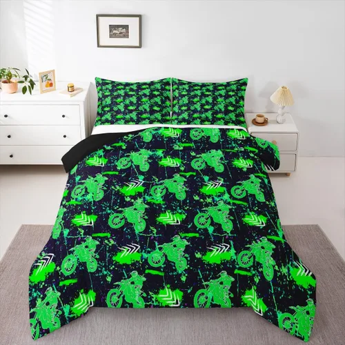 Miniatura 9 de Erosebridal Juego de edredón de camión de bomberos para niños, juego de ropa de cama de panal rojo brillante con diseño de panal de abeja