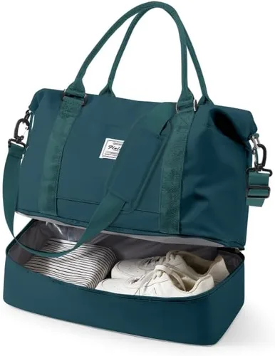 Miniatura 29 de VECAVE Bolsa de viaje para mujer, bolsa deportiva para gimnasio, E20-Púrpura profundo, Grande, Bolsa de viaje
