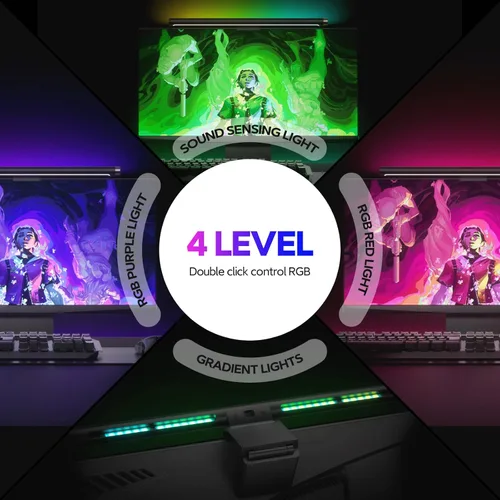Miniatura 4 de LYMAX Barra de luz para monitor RGB, luz de monitor de computadora para cuidado de los ojos, 4 modos de retroiluminación ajustable, color y brillo