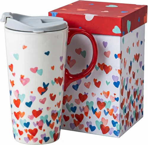 Miniatura 11 de Topadorn Taza de café de cerámica de 17 onzas con tapa, taza abstracta de los años 80, taza de té de porcelana de graffiti colorido, apta