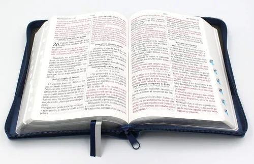 Miniatura 4 de Biblia RVR60 - Concordancia Amplia, Letra Grande, palabras de Jesus en Rojo, ziper, indice, tapa en imitacion cuero triotone azul y canto plateado