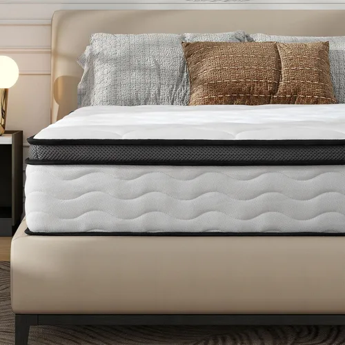 Certipur-US - Colchón de espuma viscoelástica de tamaño matrimonial de 10 pulgadas, colchón híbrido para aliviar la presión, colchón en una caja,