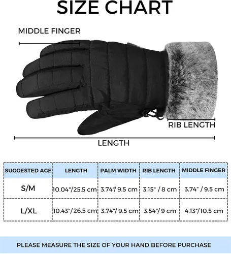 Miniatura 7 de accsa Guantes de nieve impermeables para mujer, 3M Thinsulate, cálidos y resistentes al viento, guantes de esquí para mujer