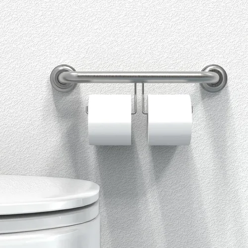 Miniatura 3 de Barra de agarre compatible con ADA con soporte para papel higiénico (2 megarrollos), soporte de peso de 500 libras, 1-1/4 x 16 pulgadas para montaje