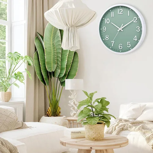 Miniatura 6 de Reloj de pared moderno de 8 pulgadas, funciona con pilas, reloj de pared silencioso sin tictac para sala de estar, dormitorio, cocina, oficina