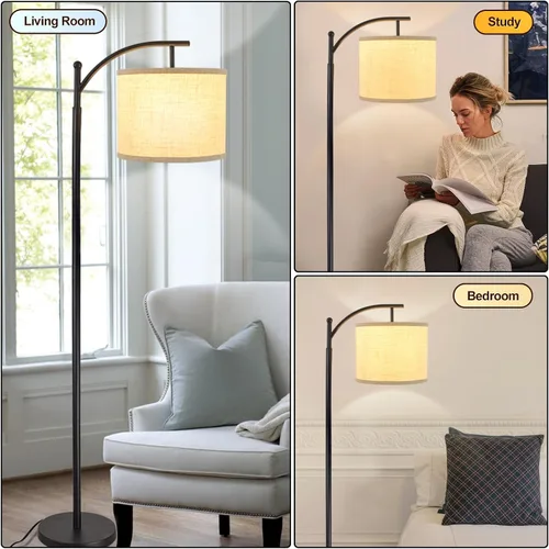 Miniatura 3 de DLLT - Lámpara de pie de arco moderna, lámpara de pie de granja con pantalla de linterna, luz de lectura alta industrial para dormitorio, sala