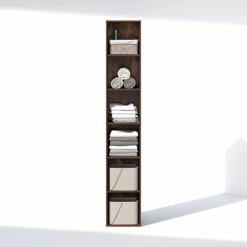 Miniatura 5 de Furinno Organizador de armario de 6 niveles para cubículo, organizador de armario, estante abierto, 21.1 pulgadas de ancho, para armario, Pino ámbar