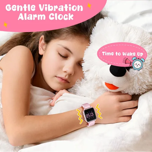 Miniatura 6 de Relojes digitales para niños y niñas, reloj deportivo con rastreador de fitness, podómetro, alarmas, cronómetro, no necesita aplicación, reloj