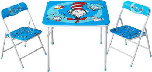 Miniatura 12 de Idea Nuova Juego de muebles de 3 piezas con 1 mesa cuadrada y 2 sillas plegables para niños, Strawberry Shortcake Tarta de Fresa