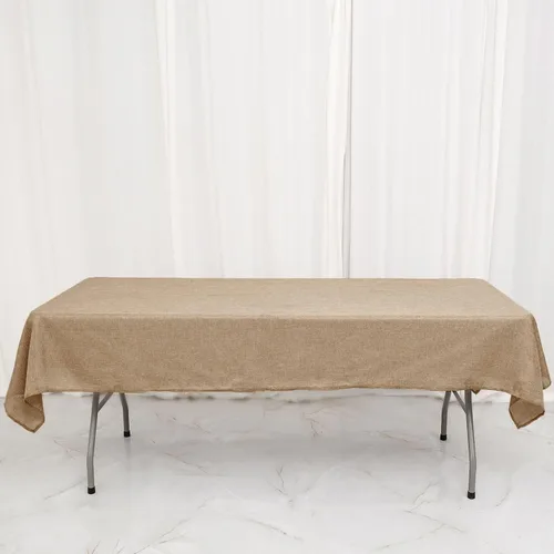 Tableclothsfactory Mantel rectangular de yute natural de 54 x 96 pulgadas | Mantel de mesa bohemio chic