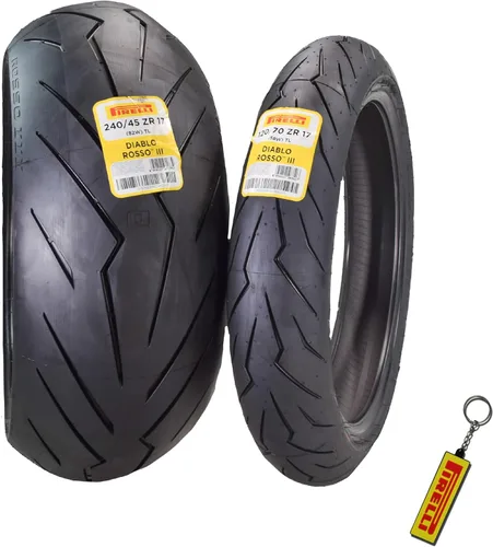 Miniatura 10 de Pirelli Diablo Rosso III 110/70ZR17 54W - Neumático delantero de motocicleta de alto rendimiento, duradero y confiable para bicicletas deportivas