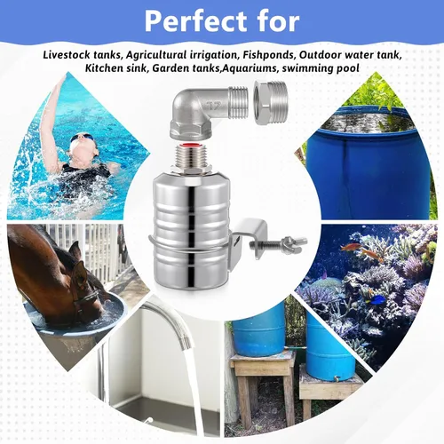 Miniatura 7 de Válvula de flotador de acero inoxidable 304 con control automático de nivel de agua, válvula de flotador de 1/2 a 3/4 pulgadas con cierre automático