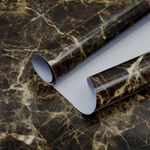 Miniatura 9 de Papel de contacto de mármol marrón para encimeras, papel adhesivo impermeable para encimeras, cubiertas de encimera, despegar y pegar, papel tapiz