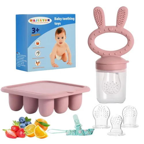 Miniatura 10 de Alimentador de frutas y moldes para paletas de leche materna para bebés, recipientes de almacenamiento de bandeja de congelación de alimentos