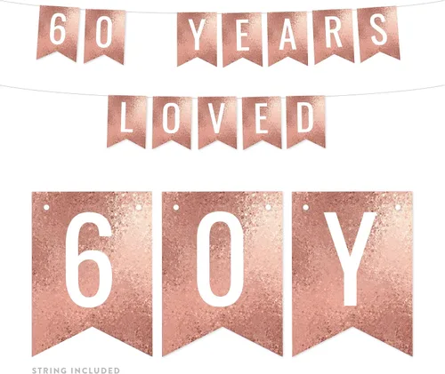 Miniatura 59 de Andaz Press Pancarta decorativa de mosaico con purpurina de oro rosa para fiesta de cumpleaños, 100 años de amor, aproximadamente 5 pies, 1 juego