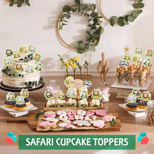 Miniatura 2 de Weecent 45 piezas de decoración de fiesta de safari para baby shower, animales de la selva, decoración de fiesta de bebé, temática de safari
