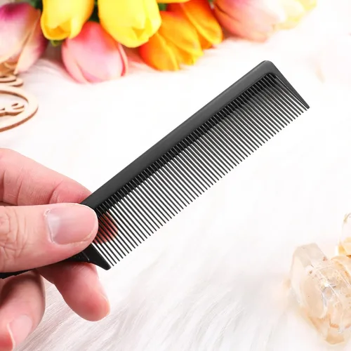 Miniatura 5 de Leinuosen 3 Paquetes Peine Cola de Rata con Pasador de Acero, Fibra de Carbono Resistente al Calor, Peines para Crepado con Punta de Acero Negro