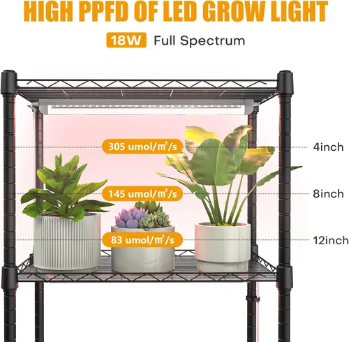 Miniatura 3 de Invernadero de interior con luces de cultivo, 5 niveles 23.2" L×13.4" W×61.4" H Mini invernadero, estante de luz de cultivo con carpa y termómetro