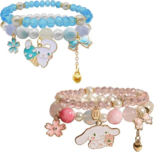 Miniatura 11 de ZMANYIJEW Pulsera de cuentas de cristal para mujer, lindas pulseras de cuentas a juego para mejor amiga
