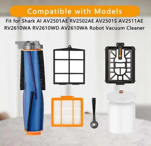 Miniatura 4 de Repuesto para aspiradora robot Shark AV2501AE RV2502AE AV2501S AV2511AE RV2610WA RV2610WD AV2610WA RV2820AE AI, kit de accesorios incluye cepillo